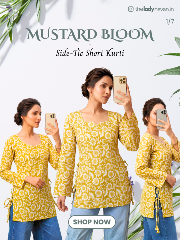 Mustard Bloom Side-Tie Kurti