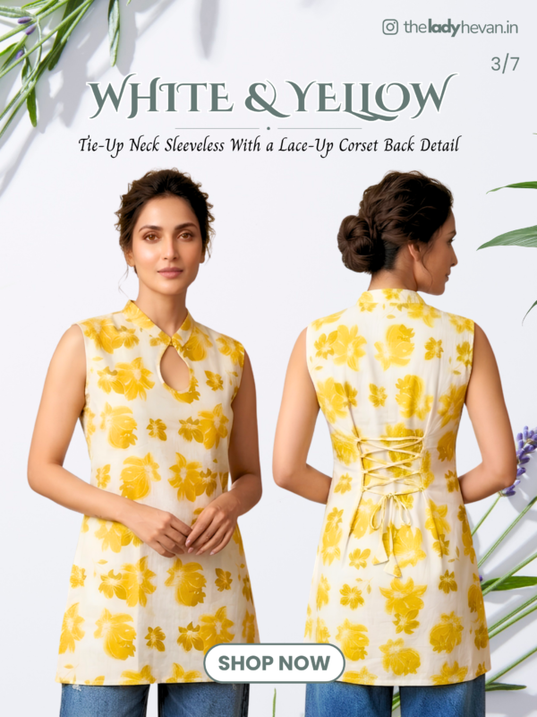 Floral Printed Kurti With a Lace-Up Corset Back Detail.